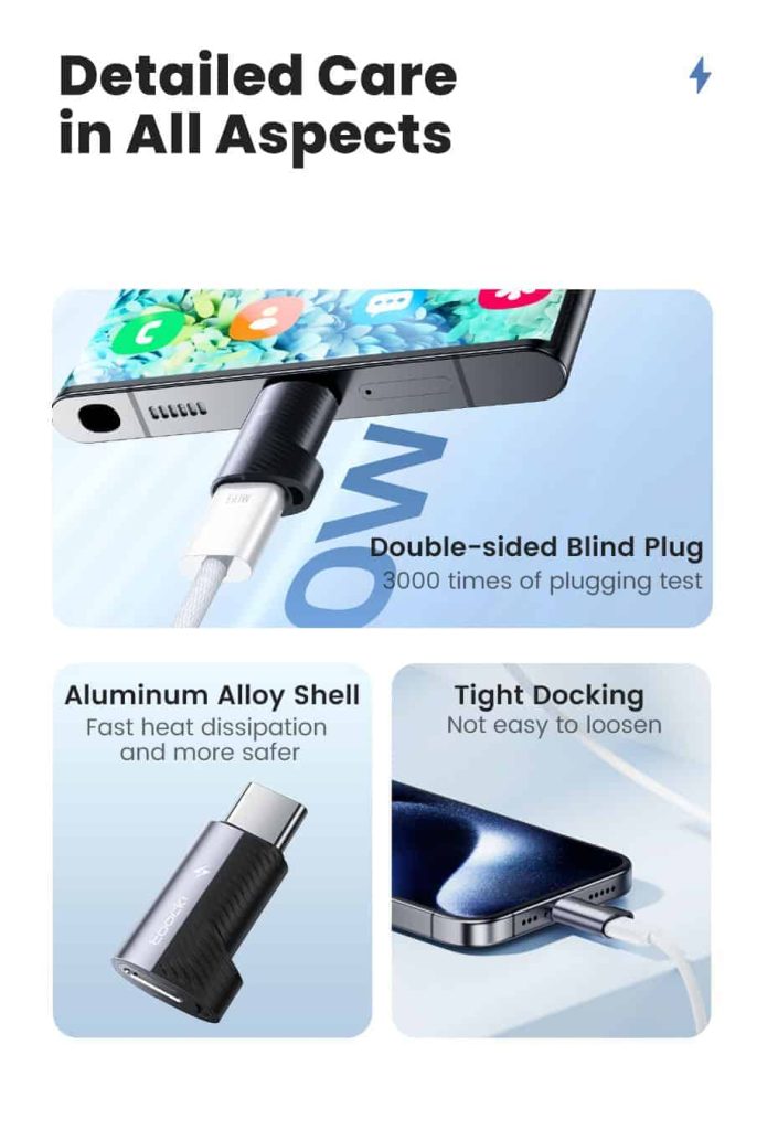 OTG ადაპტერი Toocki OTG Lightning to USB C Adapter Converter, TZJTCL WS0G