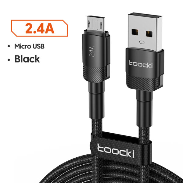 USB კაბელი Toocki Braided 2.4A USB To Micro USB Cable, 3M, TXCM-HYC01 Black