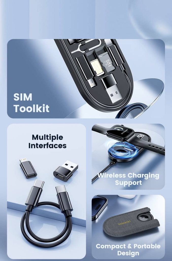 Toocki USB Adapter Conversion Storage Box & Wireless Charging For Watch, Multifunctional Data Cable Set, TXCT LM