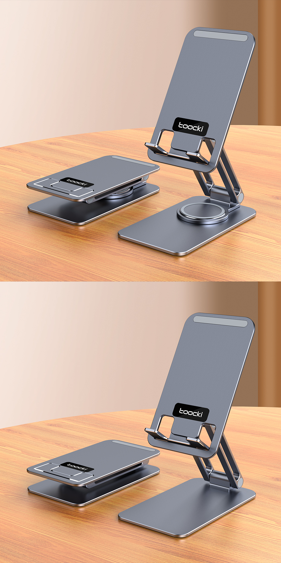 მობილურის დამჭერი Toocki 360 Degree Rotatable Phone Holder, TZJZMZ-JSSD01, Grey