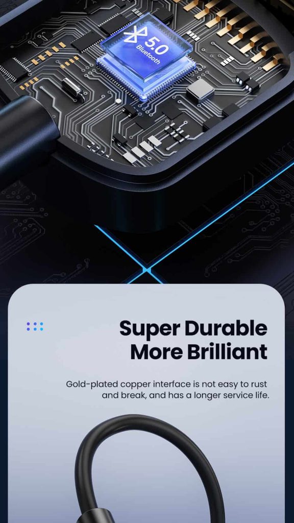 აუდიო ადაპტერი TOOCKI USB to Aux Car Bluetooth 5.0 Receiver Audio Adapter, TBT01 YS01 Bl