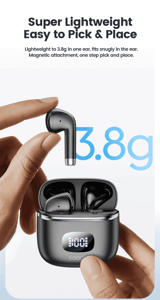ყურსასმენი Toocki Wireless Bluetooth 5.3 Earphone, 35mAh, TTWS V06A01, B