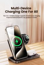 უსადენო დამტენი Toocki 3 in 1 portable wireless charger, TWCZM PJ01 Black