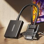 ადაპტერი UGREEN CM513 (50945), VGA To HDMI Adapter With 3.5mm And Type C, 0.15cm, Blac