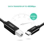 პრინტერის კაბელი UGREEN US241 (80811), USB C Male To USB B 2.0 Male, Printer Cable, 1M, Black 4