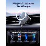 უსადენო დამტენი + დამჭერი UGREEN CD345 (15120), 15W, Magnetic Car Wireless Charger MagSafe, Black 2