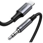 აუდიო ადაპტერი UGREEN US315 (70509), Lightning To 3.5mm Aux Cable, 1M, GrayBlack