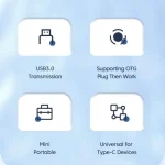 OTG ადაპტერი Toocki OTG USB 3.0 to Type C Adapter Converter, Black, TZJTAC XY01