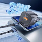 USB C დამტენი Toocki Usb C GaN PD Charger 33W USB, Type C Charger, TCTAC JCB01, Bla
