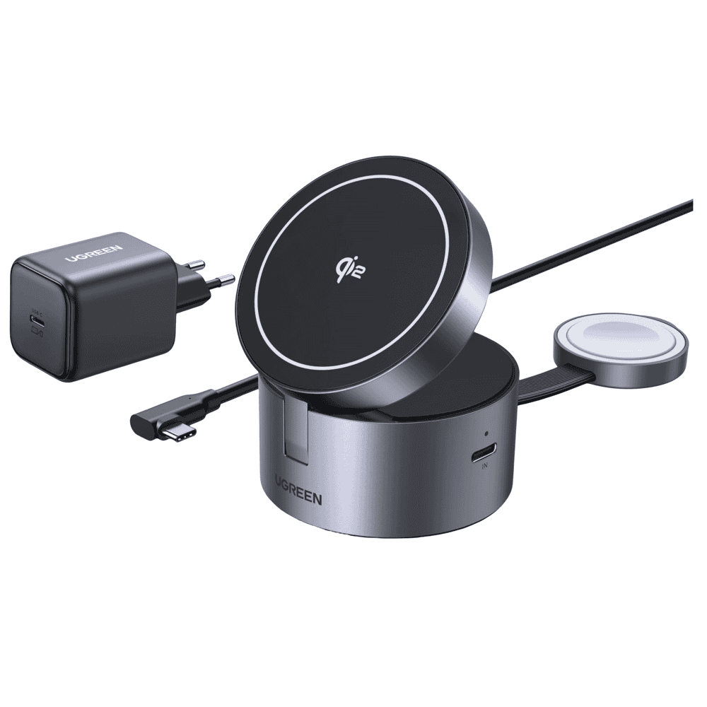 უსადენო დამტენი UGREEN W712 (65148) Magflow Qi2.2, 15W, 3in1 Wireless Charger უსადენო დამტენი UGREEN W712 (65148) Magflow Qi2.2, 15W, 3in1 Wireless Charger