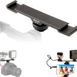 Ulanzi PT-2 Aluminum Universal Cold Shoe Extension Bracket 2 Hot Shoe Mounts Extension Bar Dual Bracket with 1/4"