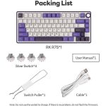 კლავიატურა Royal Kludge RK R75 RGB Mechanical Keyboard, K silver switch, Hot Swappable, Type-C wired, Blackberry - Image 4
