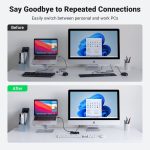 სვიჩი UGREEN US216 (30768), 2 In 4 Out USB 3.0 Sharing Switch Box, Black - Image 2