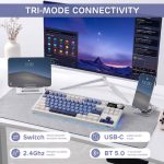 კლავიატურა Royal Kludge RK S85 RGB Mechanical Keyboard, Cloud switch, Hot Swappable, Wireless, Type-C, Bluetooth, 2.4GHz, Horizon Blue - Image 7