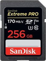 SanDisk 256 GB Extreme PRO SDXC UHS-I Card, V30, 4K - 170MB/s