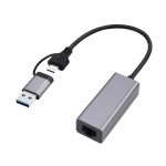 ადაპტერი Gembird A-USB3AC-LAN-01 USB 3.1 + type-C Gigabit network adapter space grey