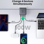 USB-C დამტენი UGREEN CD226 (40747) GaN Fast Charger, 3xUSB-C, USB-A, 100W, Black - Image 4
