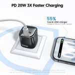 USB-C დამტენი Toocki Usb-c GaN pd charger 20W USB-A, Type-C Charger, XR01, Black - Image 2