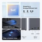 Storage System UGREEN NASync DH4300 Plus (85660), Rockchip A76+A55, 8GB, Diskless, RJ45, USB, Type-C, HDMI, Space Gray - Image 3