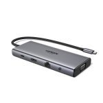 USB-C ჰაბი UGREEN CM639 (45520), Type-C, USB-A, HDMI, VGA, RJ45, SD/TF, 3.5MM, PD, 11-in-1 USB-C Hub, Grey