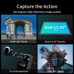 ექშენ კამერა KanDao Q23G-02 QooCam 3, 62MP, 360 Action Camera Travel Combo, Black - Image 5