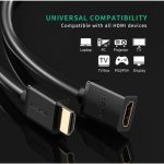HDMI კაბელი UGREEN HD107 (10145), HDMI Male to Female Cable, 3m, Black - Image 2