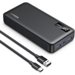 პორტატული დამტენი UGREEN PB312 (25683), 20000mAh 22.5W, Type-C, USB, Two-way Power Bank, Black