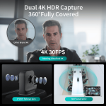 საკონფერენციო კამერა Kandao MT1001 Meeting Ultra, 4K UHD 360°, BT, WIFI, USB-C, Conference Camera With Dual Touchscreen, Black - Image 8