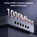 სვიჩი UGREEN CM741 (35371EU), 6-Port Gigabit, PoE+ Switch, Grey - Image 3