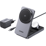 უსადენო დამტენი UGREEN W707 (45025) Qi2 MagFlow, 15W, Wireless Charging Station With 30W USB-C Charger, Space gray