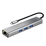 USB ჰაბი Logilink UA0461 USB-C 3-Port Hub Gigabit Adapter 15cm