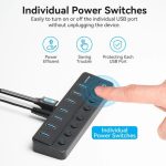 USB ჰაბი Vention CHXB0-EU 8-in-1 USB 2.0/3.0 Hub With Individual Power Switches Led Black