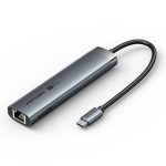 დოქ სადგური Vention TGNHB 6-in-1 USB-C 4K/60Hz Docking Station 5Gbps 100W PD 0.15m Gray Aluminum