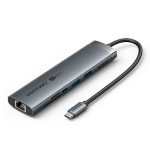 დოქ სადგური Vention TGVHB 9-in-1 USB-C 4K/60Hz Docking Station 5Gbps 100W PD 0.15m Gray Aluminum