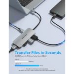 დოქ სადგური Vention TOJHB 7-in-1 USB-C 4K/30Hz Docking Station 5Gbps 100W PD 0.15m Gray Aluminum - Image 3