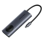 დოქ სადგური Vention TPMHB 6-in-1 USB-C 4K/60Hz Wireles Charging Docking Station 5Gbps 100W PD 0.11m Gray Aluminum