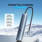 დოქ სადგური Vention TPSHB 7-in-1 USB-C 4K/60Hz Docking Station 5Gbps 100W PD 0.15m Gray Aluminum