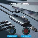 დოქ სადგური Vention TQZHB 6-in-1 USB-C 8K/30Hz Docking Station 5Gbps 100W PD With Smart Led Display 0.15m Aluminum