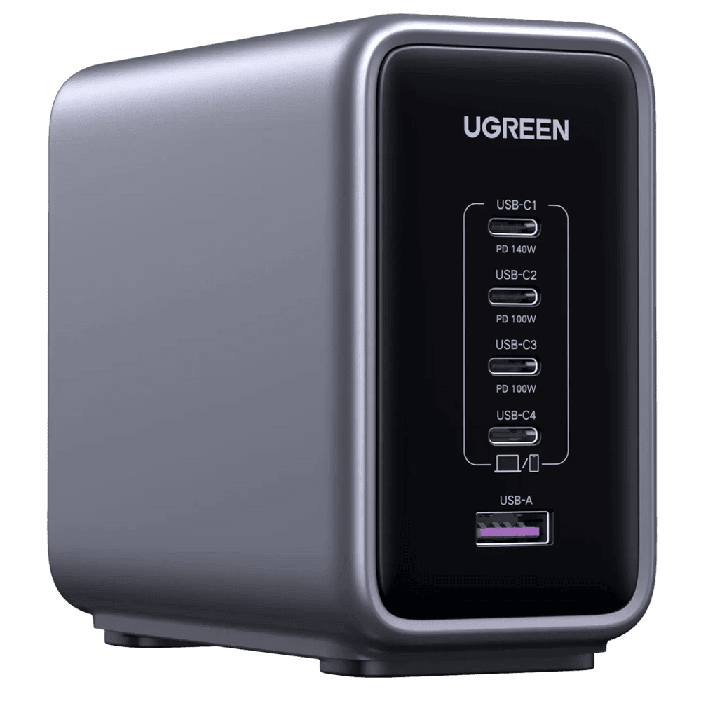 მობილურის დამტენი UGREEN CD333 (90903B) Nexode, 300W, Type-C, USB, 5-Port PD GaN Fast Charger, Grey