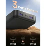 პორტატული დამტენი UGREEN PB312 (95424B), 20000mAh, Type-C, USB, Fast Charging Power Bank, Black