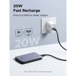 პორტატული დამტენი UGREEN PB507 (75131B) Zapix Series, 10000mAh, Type-C, USB, Fast Charging Power Bank, Space Gray