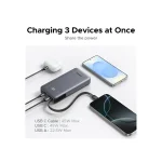 პორტატული დამტენი UGREEN PB536 (55988B), 20000mAh, 45W, Type-C, USB, Power Bank With Built-in Cable, Grey
