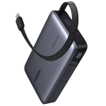 პორტატული დამტენი UGREEN PB550 (85166B) Nexode, 20000mAh, Type-C, USB, Power Bank with Built-in Cable, Grey