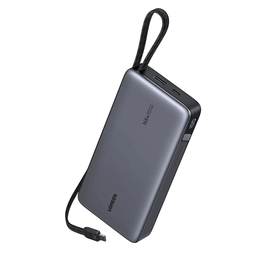 პორტატული დამტენი UGREEN PB552 (55995B) Nexode, 25000mAh, Type-C, USB, Power Bank With Built-in Type-C Cable, Grey