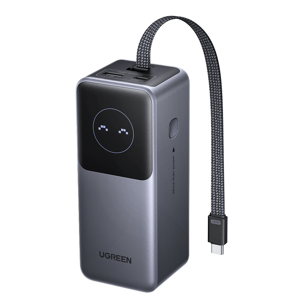 პორტატული დამტენი UGREEN PB723 (55365B) Nexode, 20000mAh, Type-C, USB, Power Bank With Built-in Cable, Grey