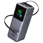 პორტატული დამტენი UGREEN PB726 (95670B) Nexode, 20000mAh, Type-C, USB, Power Bank With Retractable Cable, Grey