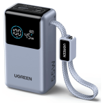 პორტატული დამტენი UGREEN PB727 (75701B) Nexode Pro, 10000mAh, Type-C, USB, Power Bank With Built-in Type-C Cable, Space Gray