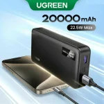 პორტატული დამტენი UGREEN PB312 (95424B), 20000mAh, Type-C, USB, Fast Charging Power Bank, Black