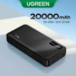 პორტატული დამტენი UGREEN PB312 (95424B), 20000mAh, Type-C, USB, Fast Charging Power Bank, Black