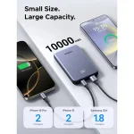 პორტატული დამტენი UGREEN PB507 (75131B) Zapix Series, 10000mAh, Type-C, USB, Fast Charging Power Bank, Space Gray